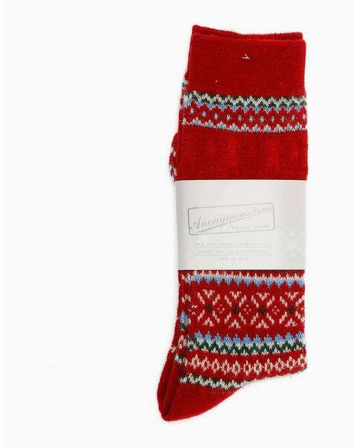 Anonymous Ism Red Snow Links Jq Crew Socks for men