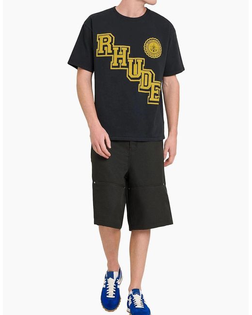 Rhude Black Collegiate Crest T-Shirt for men