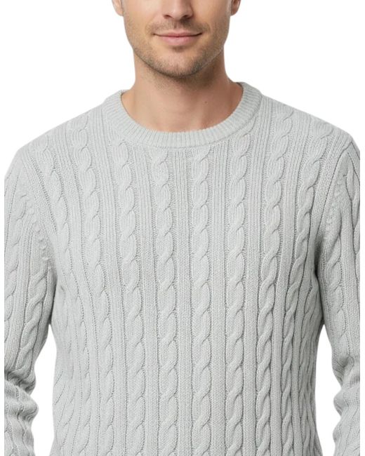 Firetrap Black Cable Knit Sweatshirt Chunky Crew Neck Pullover Cotton Winter Warm Jumper for men