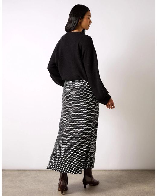 Ro&zo Black Mono Polka Dot Print Satin Skirt