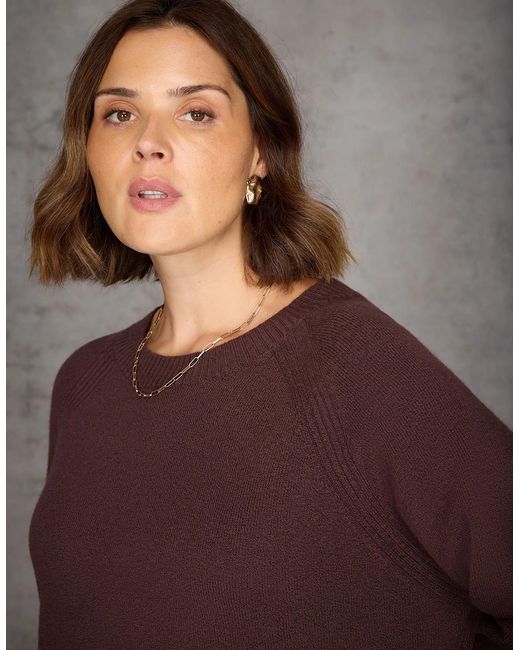 Live Unlimited London Purple Chocolate Crew Neck Longline Knit Jumper