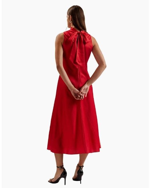 Ted Baker Red Aliara Printed Cowl Neck Midi Slip Dress