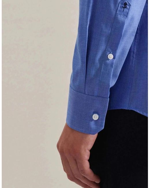 Seidensticker Blue Shaped Fit No Iron Kent Collar Business Shirt Mid for men