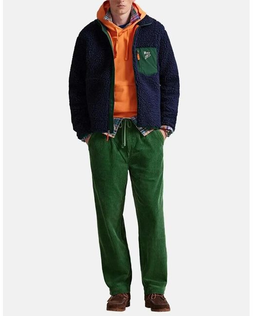 Ralph Lauren Blue Wool Borg Logo Sherpa Zip Through Fleece Cruise for men