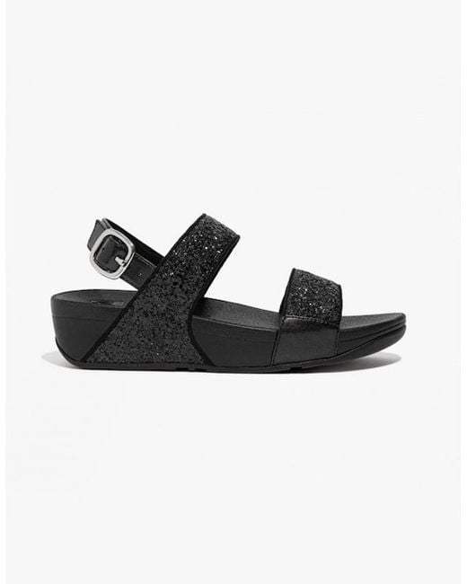 Fitflop Black Lulu Glitter Back-Strap Sandals Glitter