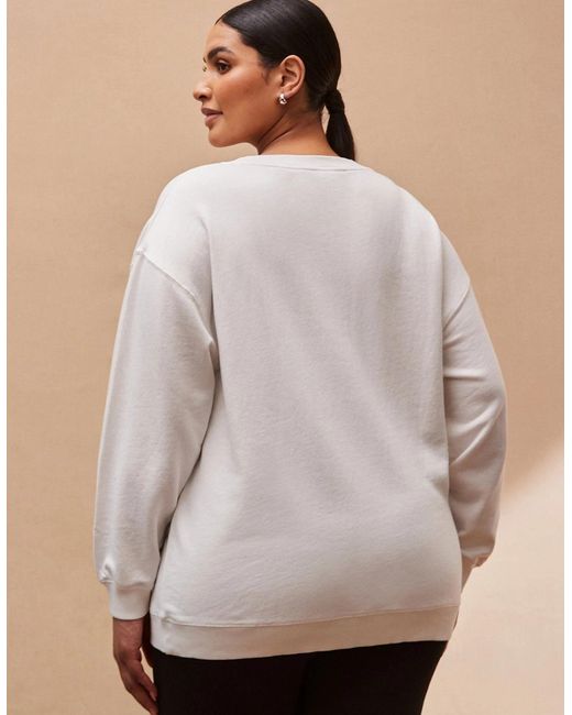 Live Unlimited London Natural V Neck Sweatshirt