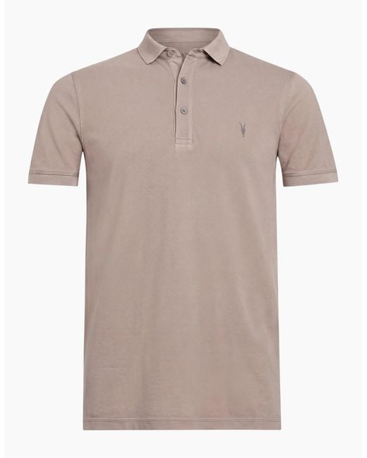 AllSaints Brown All Saints Reform Polo Shirt Summer Cotton Top for men