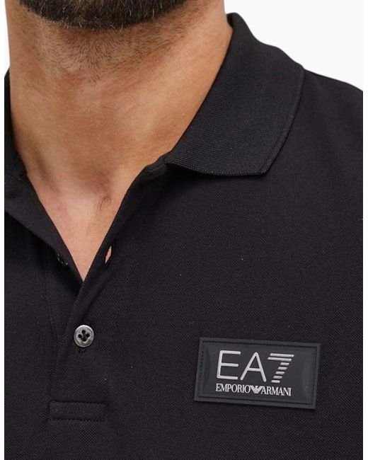 Armani Black Polo Shirts Slim Fit Short Sleeve Cotton for men