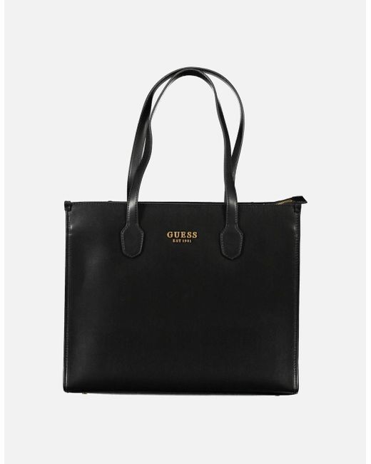 Guess Black Shoulder Bag With Multiple Compartments And External Pocket