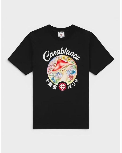 Casablanca Black Mushroom Emblem Printed T-Shirt for men