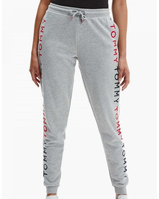 Tommy Hilfiger Gray Logo Embroidered Tapered Track Pants, Medium Heather
