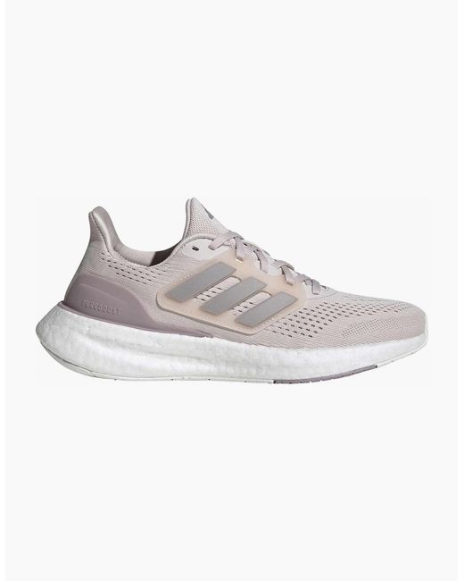 Adidas Gray Pureboost 23 Road Running Lace Up Sneakers