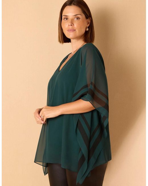 Live Unlimited London Green Contrast Side Stripe Overlay Top