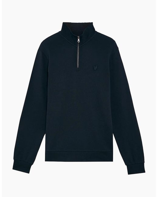 Lyle & Scott Blue Eagle Zip Neck Long Sleeve Sweatshirt for men