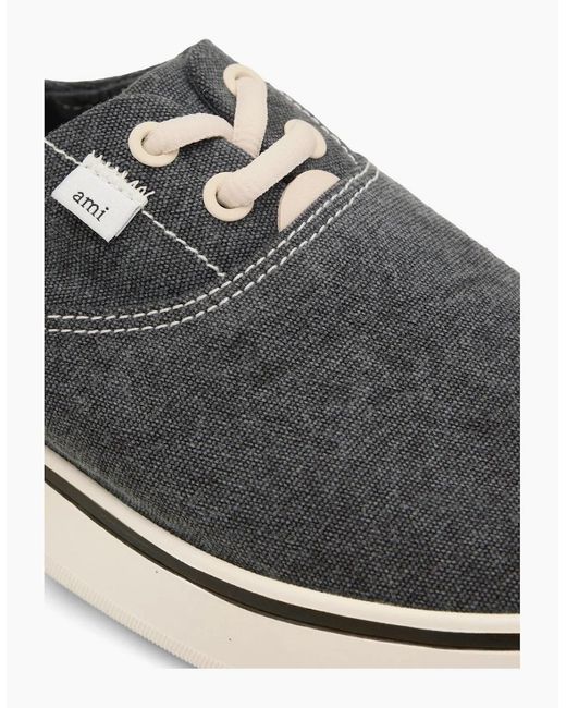 AMI Black Washed Canvas Tennis Sneakers for men