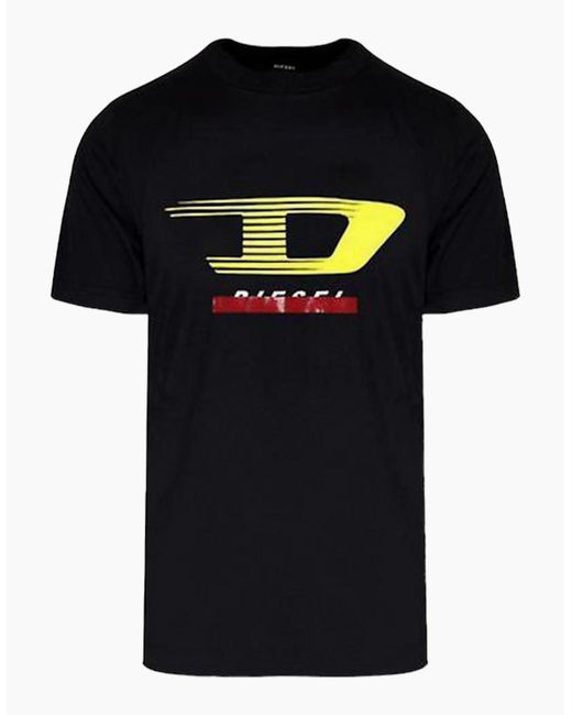 DIESEL Black T Just Y4 T Shirts Crew Neck Short Sleeve Cotton Tee for men