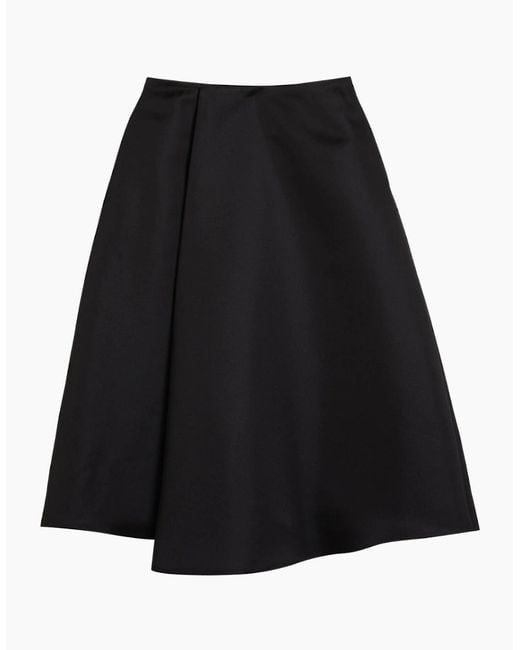 Ted Baker Black Erva Asymmetric Satin Wrap Midi Skirt