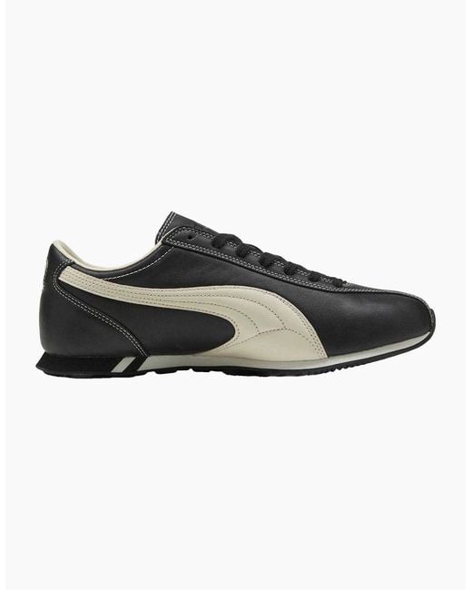 PUMA Black Ladies Sprint Leather Flat Trainers