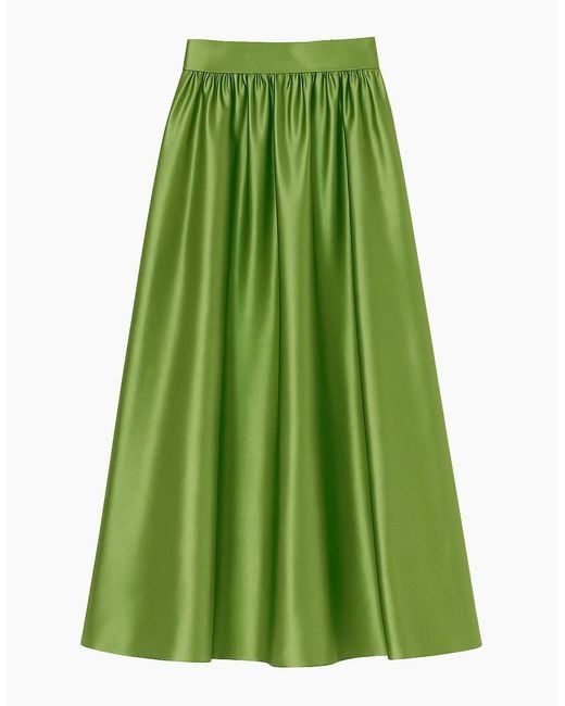 Ro&zo Green Satin Full Skirt