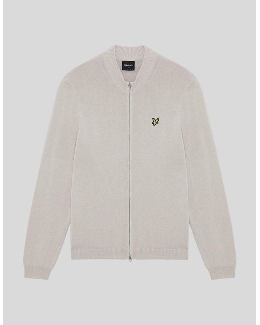 Lyle & Scott Natural Cotton Merino Zip Cardigan for men