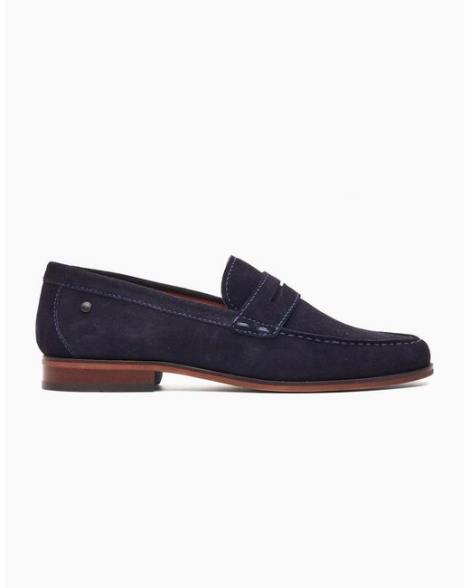 Base London Blue Slate Penny Loafers for men