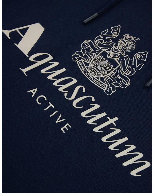 Aquascutum Blue Active Big Logo Hoodie for men