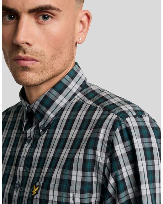 Lyle & Scott Blue And Washed Check Poplin Shirt for men