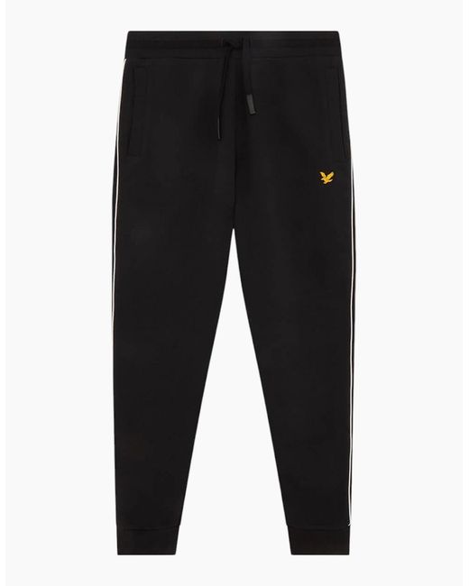 Lyle & Scott Black Lyle & Scott Jogger Fleece Bottom Sweatpants Trouser Contrast Piping for men