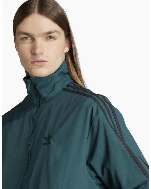 Adidas Originals Green Firebird High Neck Track Top With Side Stripes for men