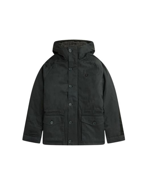 Fred Perry Black Short Snorkel Night Parka Jacket for men