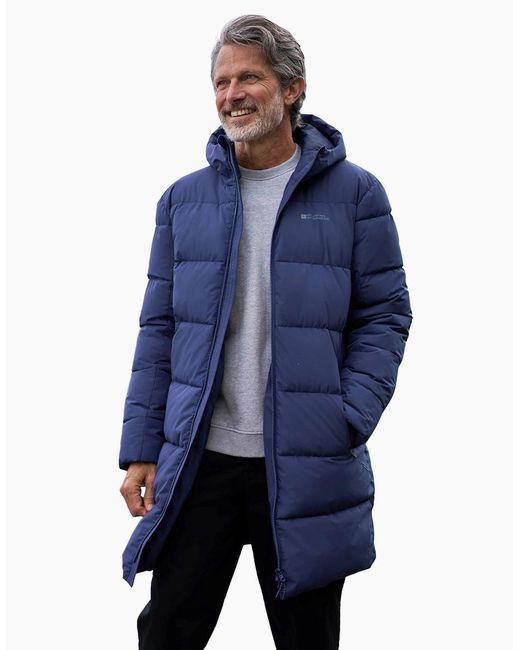 Mountain Warehouse Blue Vortex Longline Padded Jacket for men