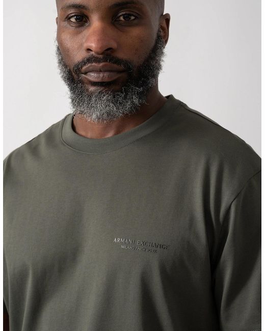 ARMANI EXCHANGE Green T-Shirt With Small Milano/New York Logo for men