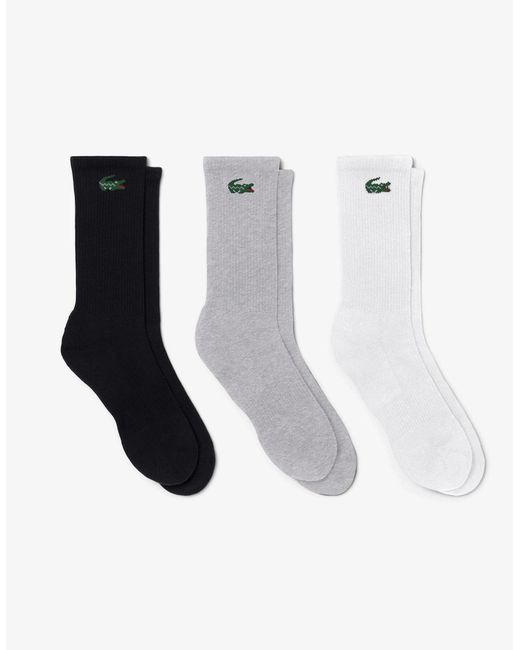Lacoste White 3-Pack Long Sport Socks for men