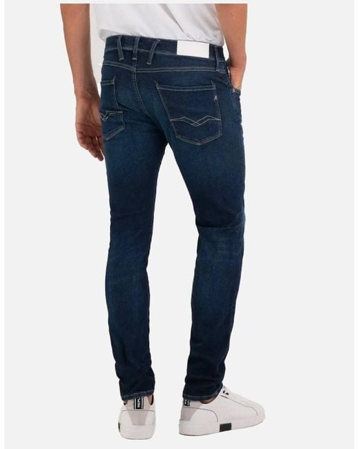Replay Blue Recycle 360*Hyperflex Mid Stretch Slim Fit Jean 007 for men