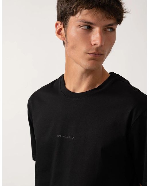 ARMANI EXCHANGE Black Regular Fit Mercerised Cotton T-Shirt for men