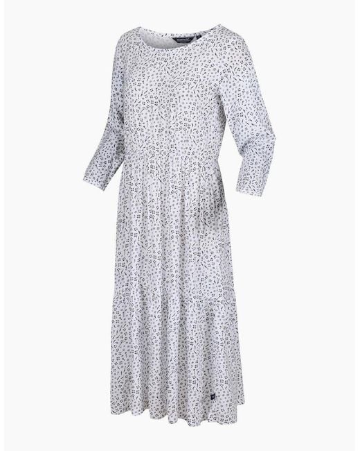 Regatta Gray Briella Scoop Neck Three Quarter Sleeve Midi Tiered Dress