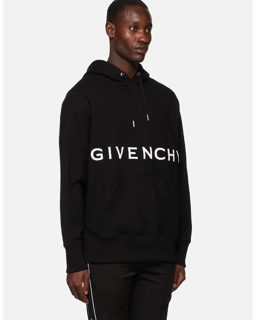 Givenchy Black 4G Logo Embroidered Hooded Sweatshirt for men