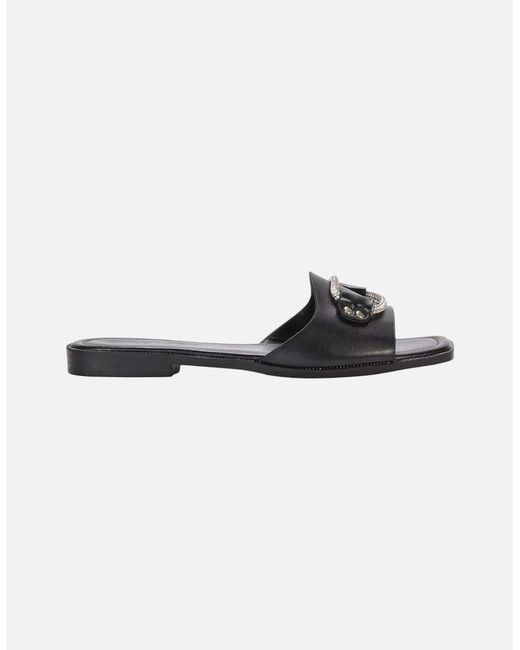XY London Black Ladies Annie Sparkle Diamante Flat Sliders