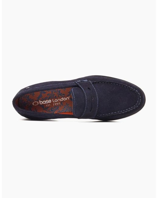 Base London Blue Slate Penny Loafers for men
