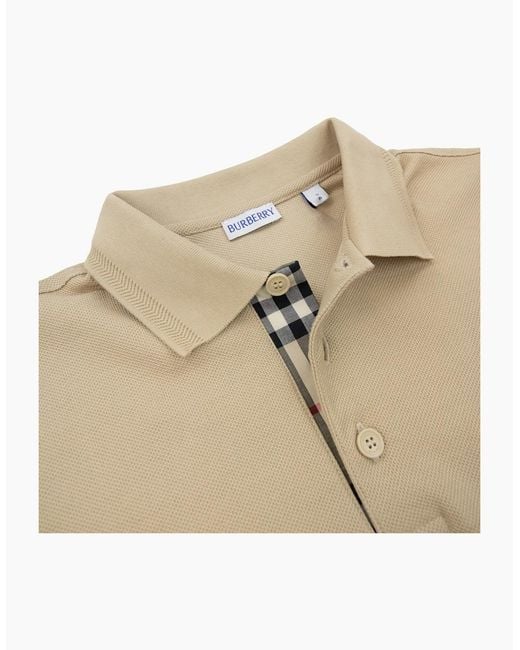 Burberry Natural Eddie Cotton Polo Shirt Soft Fawn for men