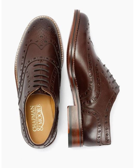 Chapman & Moore Brown Oxford Brogue Leather Mahogany Shoes for men