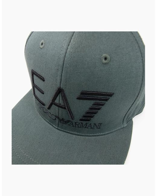 EA7 Blue Embroidered Logo Baseball Hat Forest Night for men