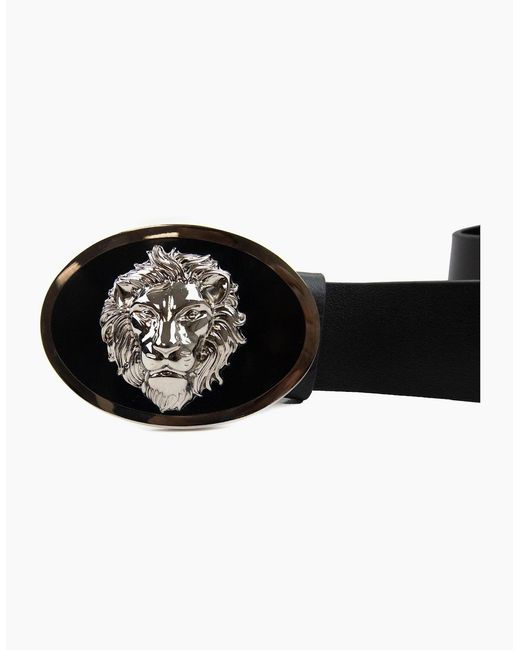 Versus  Black Versace Versus Oval Lion Buckle Belt for men