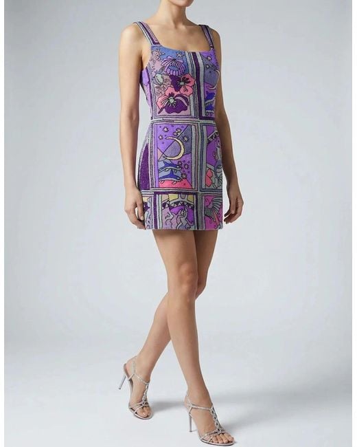 Oceanus Purple Talia Hand Beaded Crystal Party Dress