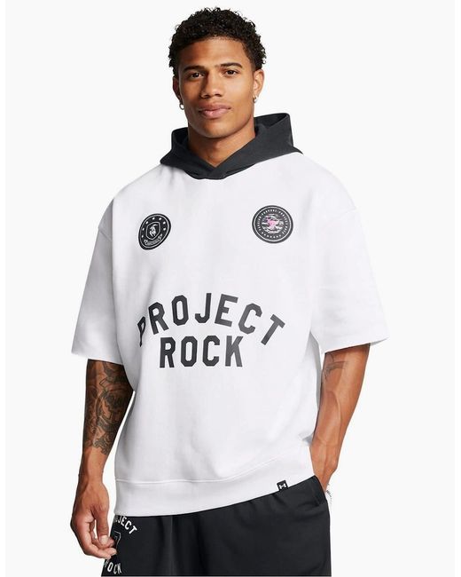 Under Armour White Relaxed Fit Drop Shoulder Hoodie for men