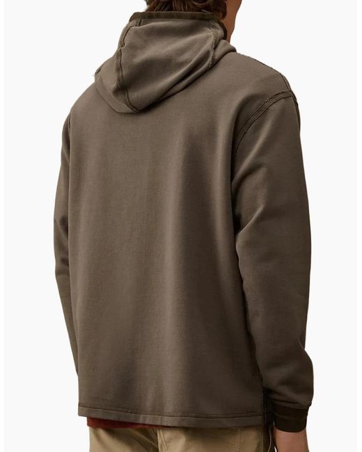 C P Company Brown Diagonal Fleece Zip Hoodie for men