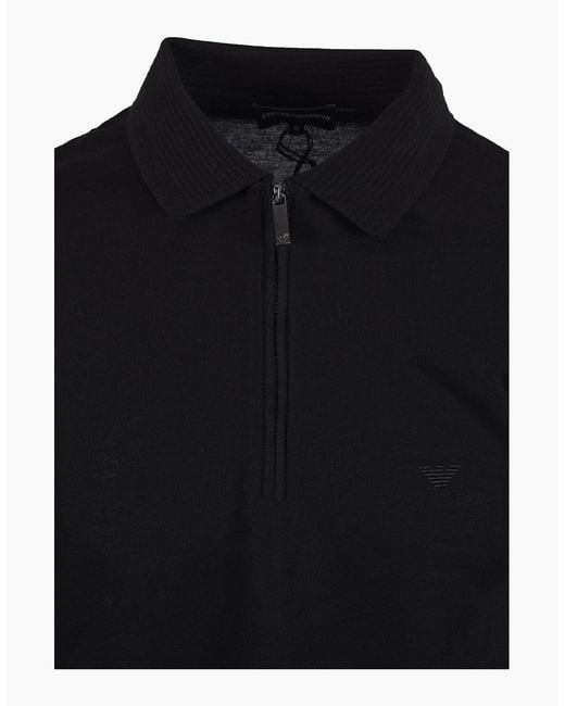 Emporio Armani Black Pique Polo for men