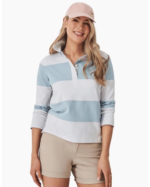 Crew Blue Longsleeve Stripe Rugby T-Shirt