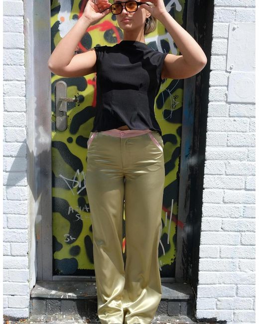 No Emotions UK Green Silk Trousers