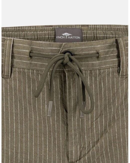 Fynch-Hatton Gray Linen Blend Pinstripe Bermuda Shorts Dark Khaki for men